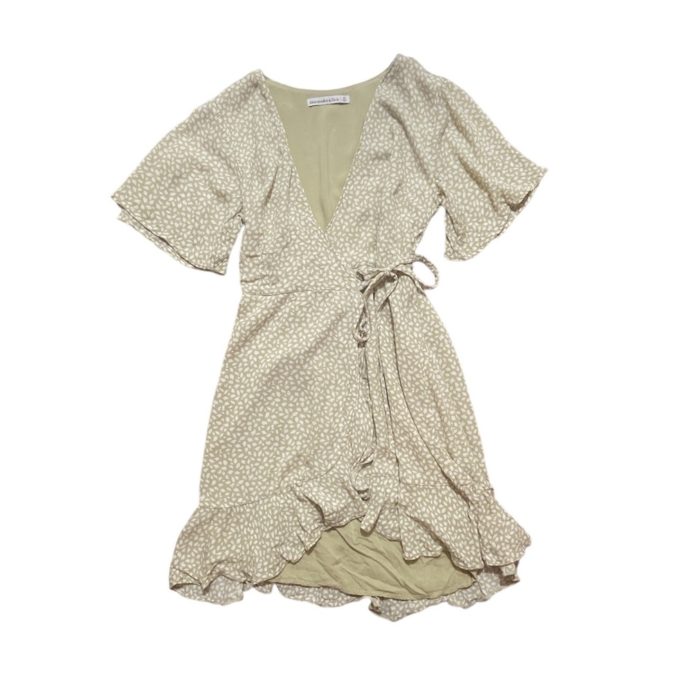 Abercrombie flutter sleeve green wrap minidress - US XS